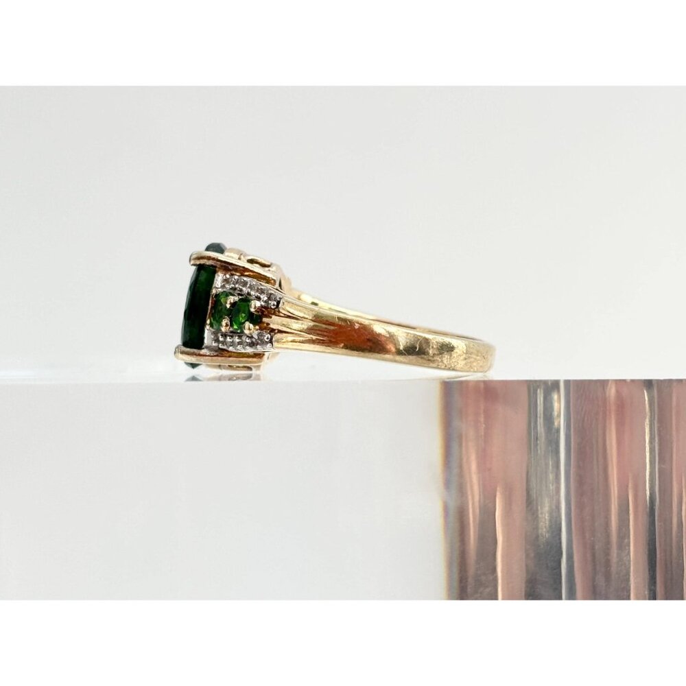 Chrome Diopside Sterling Silver Gilt (Vermeil) Gemstone Vintage Cocktail Ring 7 - Picture 3 of 10